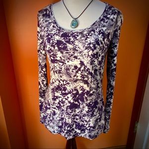 3/$19! Vera Wang Indigo Top ~ Floral Shirt Designed by Vera Wang X Small SM XS 4